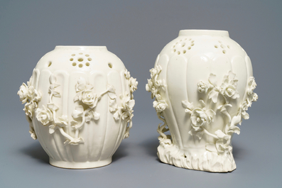 Two soft paste porcelain pot-pourri vases, Saint-Cloud, France, 18th C.