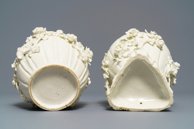 Two soft paste porcelain pot-pourri vases, Saint-Cloud, France, 18th C.