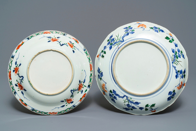 Quatre plats en porcelaine de Chine famille verte, Kangxi