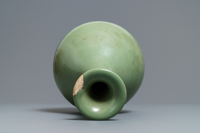 A Chinese Longquan celadon yuhuchunping vase, Yuan
