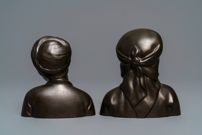 A pair of Chinese bronze 'Cultural Revolution' busts, 3rd quarter of the 20th C.