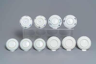 Ten Chinese blue and white cups and saucers, 18/19th C.