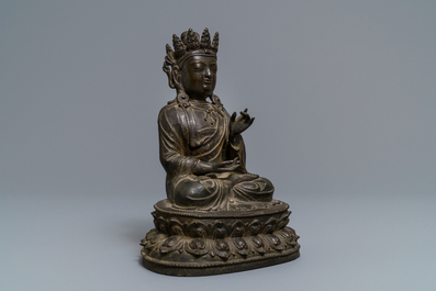 A Chinese bronze figure of Buddha, Ming