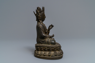 A Chinese bronze figure of Buddha, Ming