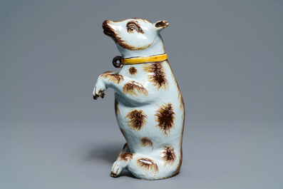 A polychrome Dutch Delft model of a bear, 18th C.