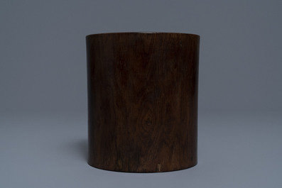 A Chinese huanghuali wood brush pot, 18/19th C.