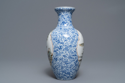 A Chinese famille rose vase, Qianlong mark, Republic, 20th C.