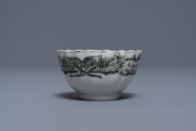 Een 37-delig Chinees grisaille theeservies met decor van Jupiter, Qianlong