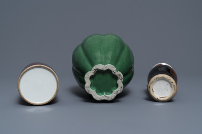 A varied collection monochrome Chinese porcelain wares, 19/20th C.