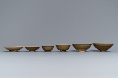 Six Chinese Yaozhou and celadon bowls, Song/Yuan