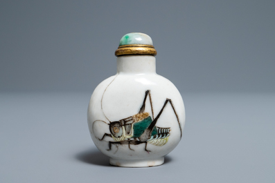 A Chinese famille rose 'grasshopper' snuff bottle, Daoguang mark and of the period