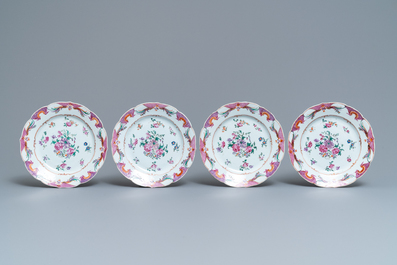 Ten Chinese famille rose plates and a bowl, Qianlong