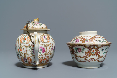 A Chinese famille rose and gilt part tea service, Qianlong