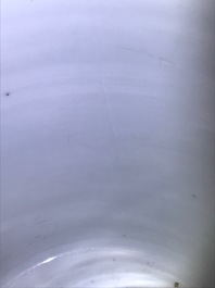 A Chinese grisaille and iron red brush pot, Ju Ren Tang mark, Republic