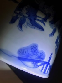 A large Chinese blue and white brush pot, bitong, Transitional period