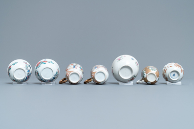 A collection of Chinese famille rose cups and saucers, Yongzheng/Qianlong