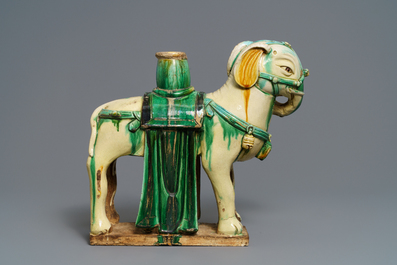 A large Chinese pottery model of an elephant, Ming