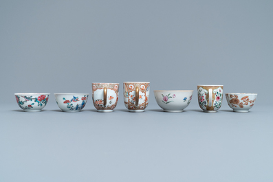 A collection of Chinese famille rose cups and saucers, Yongzheng/Qianlong