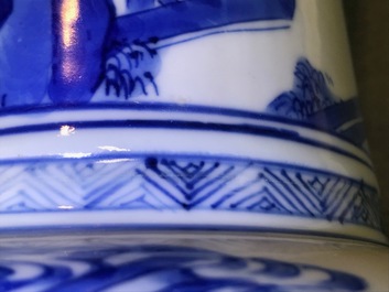 A Chinese blue and white yenyen vase with fine figurative design, Kangxi