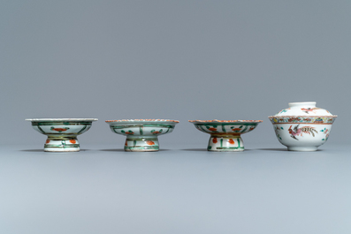 A collection of Chinese famille rose porcelain and a Yixing stoneware teapot, 18/19th C.