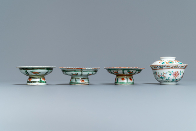 A collection of Chinese famille rose porcelain and a Yixing stoneware teapot, 18/19th C.