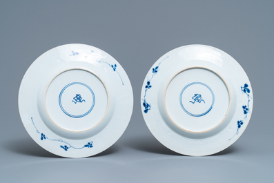 A pair of Chinese blue and white plates with coat of arms of &lsquo;Potken&rsquo;, Kangxi
