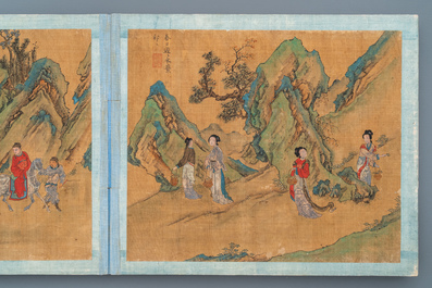 Ecole chinoise, Qing, 19&egrave;me: un album de 20 peintures, encre et couleurs sur soie, mont&eacute;es sur carton