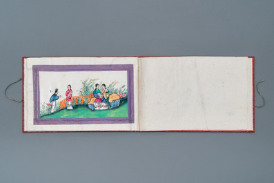 Chinese school, ink and colour on rice paper, Canton, 19th C.: a collection of 39 drawings in six albums