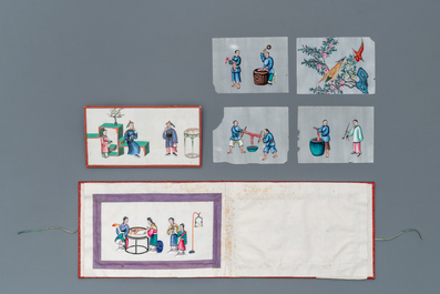 Chinese school, ink and colour on rice paper, Canton, 19th C.: a collection of 39 drawings in six albums