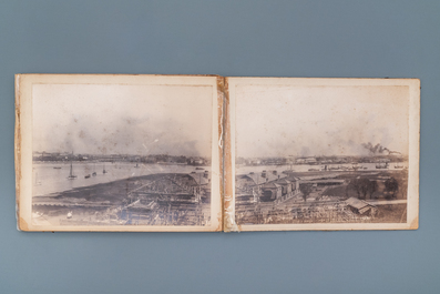 Un album de neuf photos argentiques dont une vue panoramique du Bund &agrave; Shanghai, Chine, dat&eacute; 1899