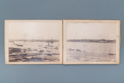 Un album de neuf photos argentiques dont une vue panoramique du Bund &agrave; Shanghai, Chine, dat&eacute; 1899