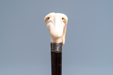 Seven ivory-handled canes, one with freemasonry emblem, 19th C.