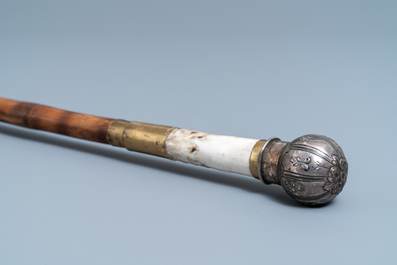 Eight canes incl. swords, daggers, dice and silver handles, 19th C.