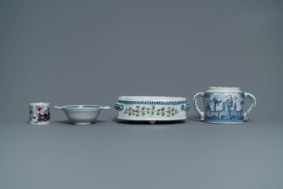 A varied collection of blue and white Dutch Delft and other pottery, 18th C. and later