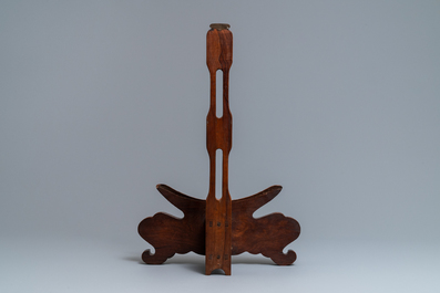 A Chinese carved hongmu dish stand, Qing