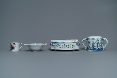 A varied collection of blue and white Dutch Delft and other pottery, 18th C. and later