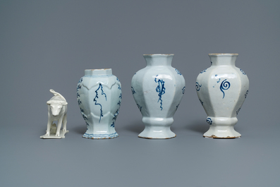 A varied collection of blue and white Dutch Delft and other pottery, 18th C. and later