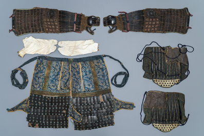 A number of pieces from a Japanese samurai suit of armour, Edo, 18th C.