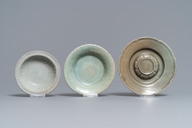 A collection of 15 Chinese celadon- and cream-glazed wares, Song and later