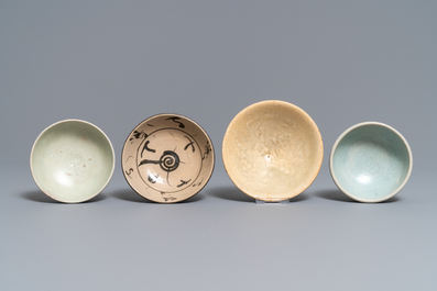 A collection of 15 Chinese celadon- and cream-glazed wares, Song and later