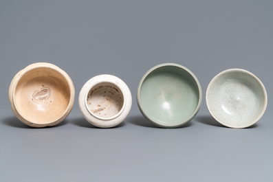 A collection of 15 Chinese celadon- and cream-glazed wares, Song and later