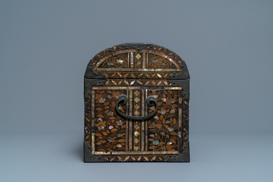 A Japanese gilt-lacquered mother-of-pearl inlaid Namban coffer for the Portuguese market, Edo, 17th C.