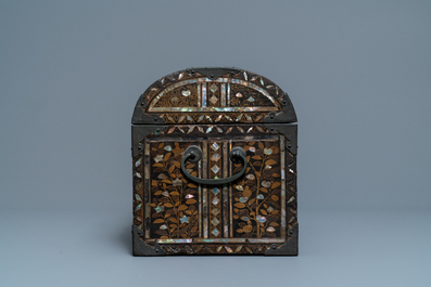 A Japanese gilt-lacquered mother-of-pearl inlaid Namban coffer for the Portuguese market, Edo, 17th C.