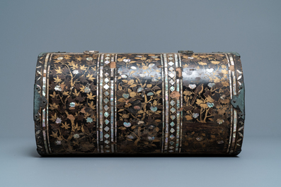 A Japanese gilt-lacquered mother-of-pearl inlaid Namban coffer for the Portuguese market, Edo, 17th C.