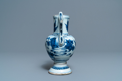 A Chinese blue and white 'playing boys' ewer, Wanli