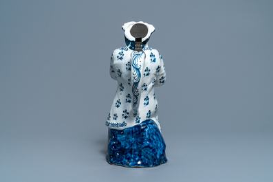 A pewter-mounted blue and white Brussels faience 'Jacqueline' jug, 18th C.