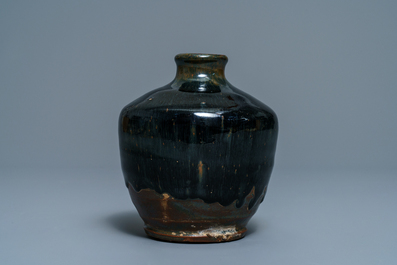 A Chinese Jian 'hare's fur' black-glazed jar, Song