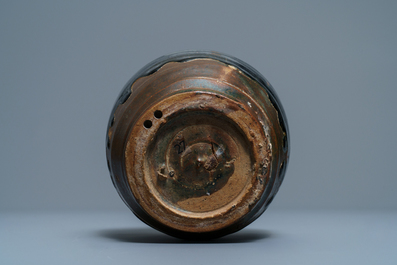 A Chinese Jian 'hare's fur' black-glazed jar, Song