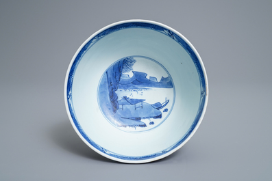 A Chinese blue and white 'Immortals' bowl, Kangxi