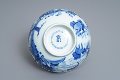 A Chinese blue and white 'Immortals' bowl, Kangxi